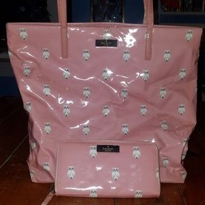 Kate spade owl tote and matching wallet